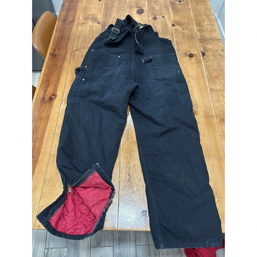 Carhartt Men's Black Duck Canvas Insulated Bib Overalls 38x30 Workwear